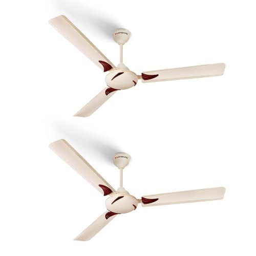 LONGWAY Creta P2 1200 mm/48 inch Ultra High Speed 3 Blade Anti-Dust Decorative Star Rated Ceiling Fan 2 Year Warranty (Ivory, Pack of 2)
