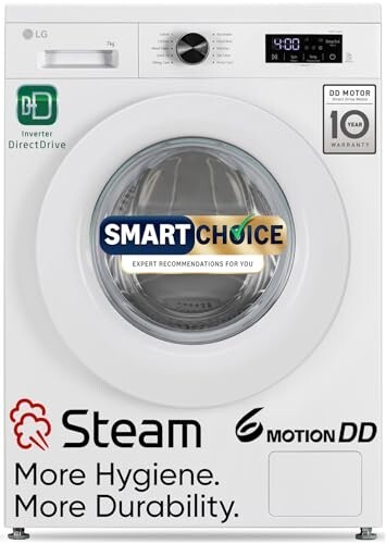 LG Smart Choice, 7 Kg, 5 Star, Steam, Inverter Direct Drive Technology, 6 Motion DD, Fully-Automatic Front Load Washing Machine (FHB1207Z2W, Remove Allergens & Stain)