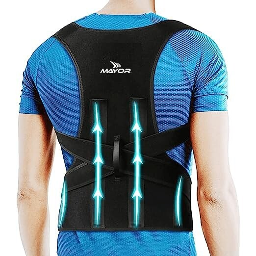 Mayor Posture Corrector Belt for Men & Women | Back Support for Upper & Lower Back Pain Relief | Adjustable Free Size Back Straightener with Metal Support | Improves Posture & Spine Alignment