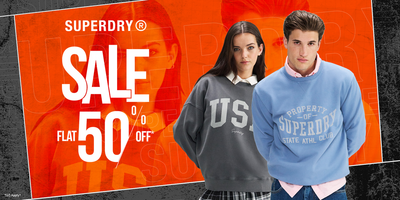 SuperDry Sale Flat 50% off | 10% off on orders above Rs.2999 Code:PLUS10 