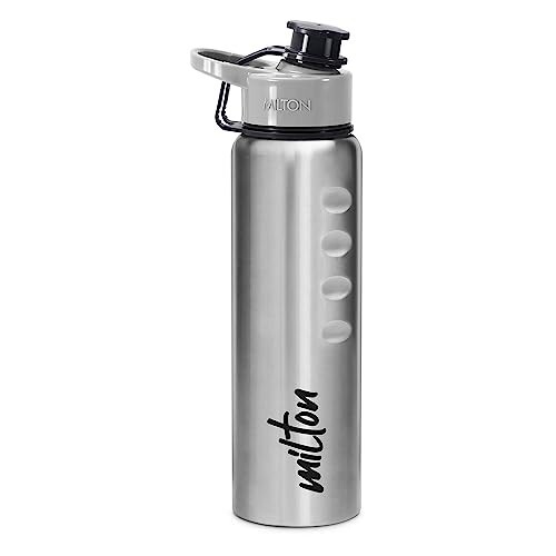 MILTON Gripper 1000 Stainless Steel Water Bottle 920 ml, Single Walled, ISI Certified I Leak Proof Lid, Rust Proof I for School, Office, Gym I Silver