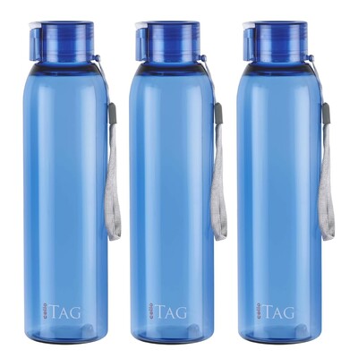 CELLO My Tag PET Water Bottle | 100% food grade | Leak proof and Break proof | Set of 3-1000ml | Aqua