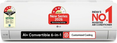 LG 2026 Model 1.5 ton 3 Star Split Smart Inverter with Wi-fi Faster Cooling and Energy Saving