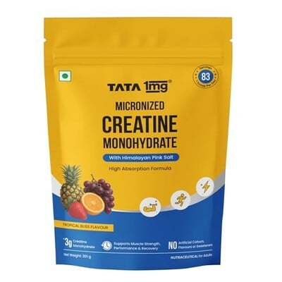 Tata 1mg Micronized Creatine Monohydrate | 83 Servings Tropical Bliss Flavor