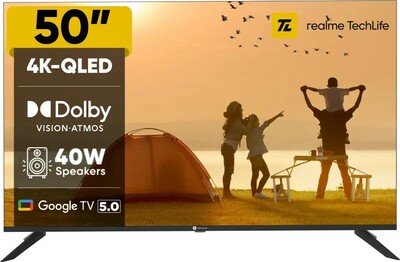 realme TechLife 126 cm (50 inch) QLED Ultra HD (4K) Smart Google TV 2025 Edition (50UHDGQRDDVQ)