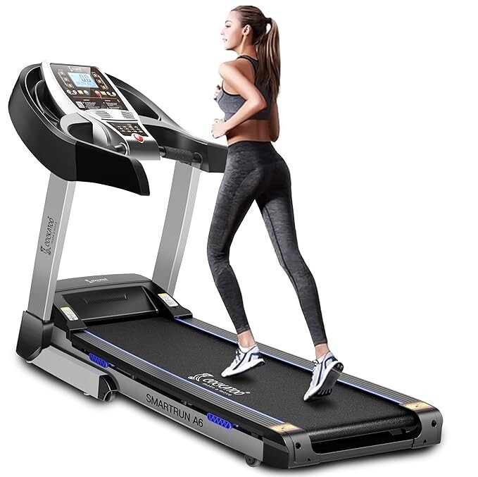 Cockatoo Smart-Run A6 6HP Peak Auto Incline DC Motorized Treadmill for Home,with Auto Incline Treadmill for Home & MP3, Bluetooth, Max Speed 16 Km/Hr, Max User Weight 130 Kg