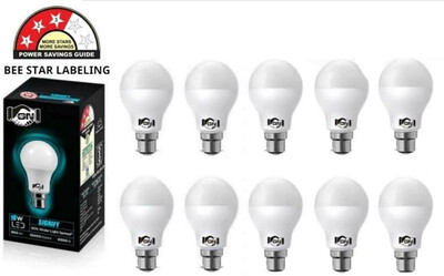 Gold Nation 10 W Standard B22 LED Bulb (White, Pack of 10)