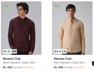 Banana club Shirts Upto 70% Discount 