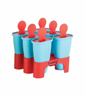 Clazkit Set of 6 Plastic Reusable Ice Pop Makers, Homemade Popsicle/Frozen Ice Cream/Kulfi Candy for Children & Adults - Multicolor, 11.4 x 11.9 x 14.1 cm