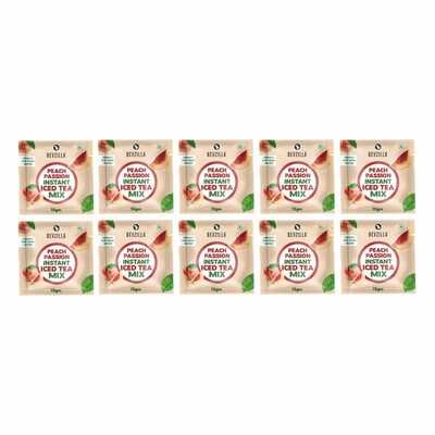 Bevzilla Peach Passion Instant Iced Tea Mix – Pack of 10(15gm Each) 