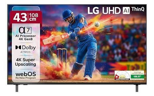 LG 108 cm (43 inches) UA82 AI Series 4K Ultra HD Smart webOS LED TV 43UA82006LA