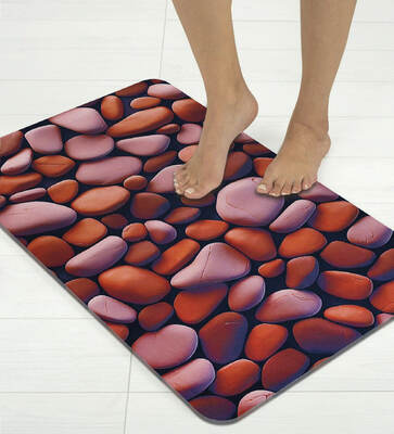 What The Fry Deals - Brown Stone Printed Rubber Mat | Mop Stick Holder | 2 Pc Silicone Ice Tray & more 