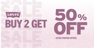 Levis-Buy 2 Get 50% Off + Extra Prepaid offers 