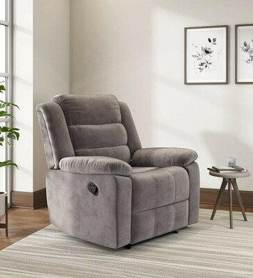 Nilkamal Sierra Velvet Fabric Manual Recliner | 1 Seater Sofa | Single Sofa Recliner | 1 Seater Chair Sofa | 1 Year Warranty | 