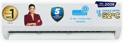 Midea 2026 Model 1.5 Ton 5 Star Split Inverter Convertible 6-in-1 with Auto Intelligence, PM 2.5 Filter AC