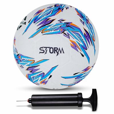 Nivia Combo Storm 2.0 Football (Size - 5, White/Blue) with Ball Pump