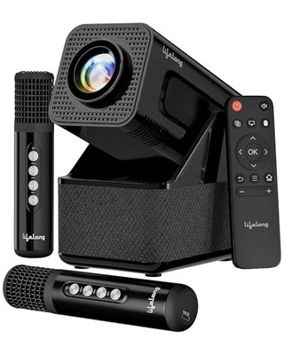 Lifelong Electronics ROAR Projector with 2 Mics | Booming 20W Speakers | Cricket Commentary, Karaoke Party & Room Cinema | 1080P & 4K Ultra HD Support | All Android OTT Apps | Ultra Bright 150” Screen