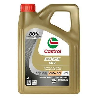 Castrol EDGE SUV 0W-30 Advanced Full Synthetic Engine Oil | Power Boost Technology | G80% Improved Performance| For Petrol, Diesel, CNG & Hybrid Cars | 4L