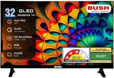 Bush 80 cm (32 inch) QLED HD Ready Smart Android Based TV (BH32S YPRO/Q)