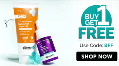 The Derma Co BFF Sale : Buy 1 Get 1 Free | Buy 2 Get 2 Free + Free Gift