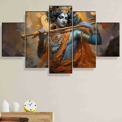 SAF krishna Paintings for Wall Decoration - Set Of Five