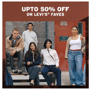 LEVIS - Upto 50% Off on Levis Faves + Extra10% Off on Rs. 3499 