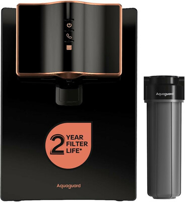 Aquaguard Enrich Marvel RO+UV+UF 2X | 2 Year Filter Life | With Mega Sediment Filter | Copper Technology | 10 Stage Purification | >40% Water Recovery | Suitable for all Water Sources | 6L storage 