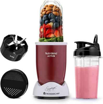 Wonderchef Nutri-blend Activ Mixer Grinder Blender, Smoothie Maker, 500W 22000 RPM 100% Full Copper Motor, 2 Unbreakable Jars, SS Blades, 2 Year Warranty