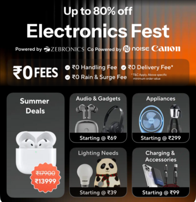 Zepto : Electronics Fest Up To 80% off + Bank Offers 