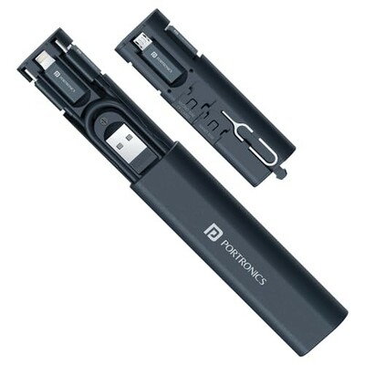 Portronics Snapcase 3 60W Multifunctional Fast Charging Data Cable Kit (Blue)