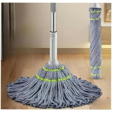 Premium Microfiber Floor Cleaning Mop | 360° Spin Twist Mop with Adjustable Handle | Super Absorbent Cotton Head for Wet & Dry Cleaning (White)