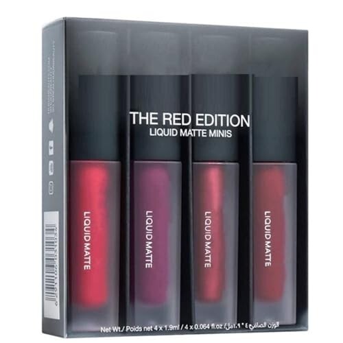 Mr Huda Liquid Matte Minis Lipstick Red Edition Pack of 4 (Multi-shade)