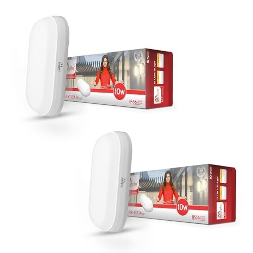 Murphy 10W LED Oval Shape Bulkhead Wall Lamp Cool White, Pack of 2 | 2-Year Warranty
