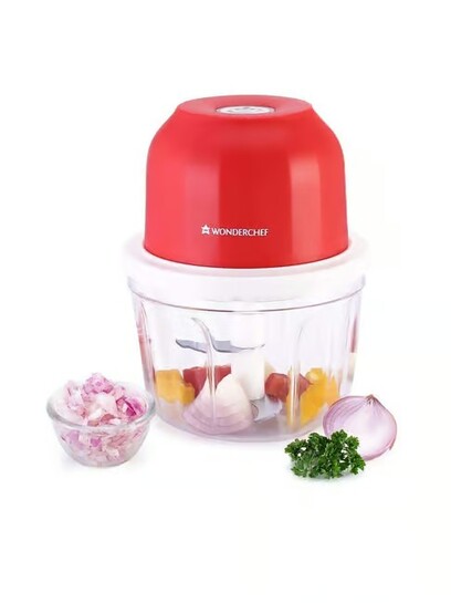 Wonderchef Zippy Rechargeable Wireless 30W Electric Cordless Chopper (350ML, Red & White)