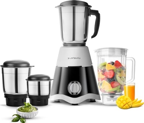 Longway Super Dlx Juicer Mixer Grinder | Up to 750 Watt Powerful Motor | Black & Gray