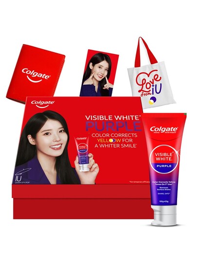 Colgate Visible White Purple Toothpaste 240g With Gratitude Journal & Tote Bag 
