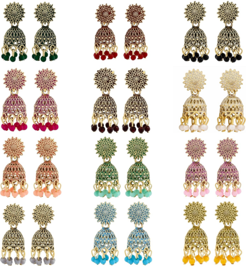 Bazaar : Sunflower Design Traditional Jhumka Earrings for Women (1 Pc)