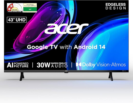 acer 108 cm (43 inches) Ultra I Series 4K Ultra HD Smart LED Google TV AR43UDGGU2875BD 
