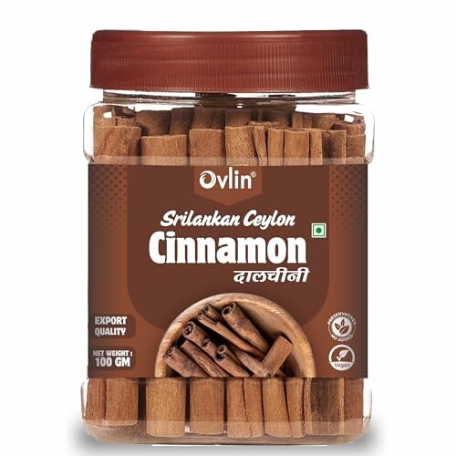 Ovlin Sri Lankan Ceylon Cinnamon Sticks (Dalchini) Premium Whole Dalchini | Export Quality Natural Spice | Aromatic Cinnamon for Tea, Desserts & Cooking | No Added Preservatives (100g)