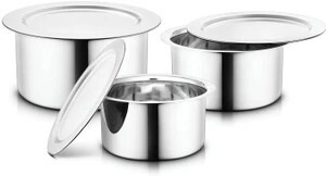 GenKraft Induction Bottom Cookware Set (Stainless Steel, 3 - Piec...more