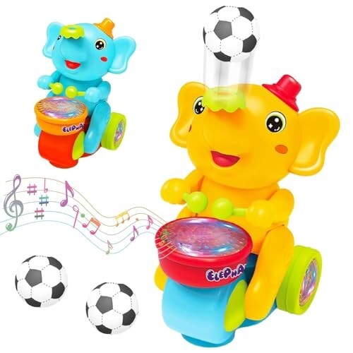 Negi Elephant Musician Universal Walking Thinking Bump & Go for Kids