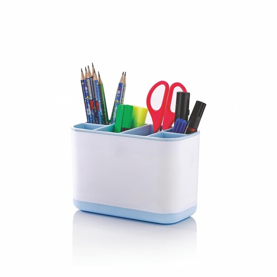 6-Compartment Multi-Purpose Kitchen Organizer – Versatile Toothbrush Storage Caddy Detachable top & bottem (Sky Blue)