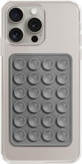 EDNITA Suction Phone Case, Phone Suction Sticker, Silicone Suction Phone Case for Hands-Free Mobile Accessory Holder Grip, Video Phone Accessory Compatible Mirror, Shower-(Dark Grey)