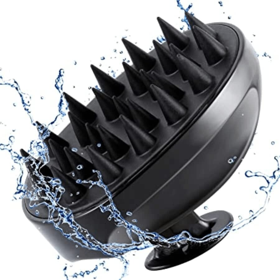E-COSMOS® Hair Scalp Massager Shampoo Brush with Soft Silicone Bristles Kitchen for Anti Dandruff Removal Head Massager Prevents Hair loss for Men, Women (BLACK)