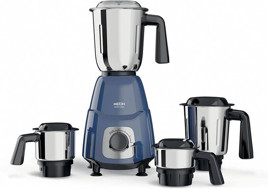 Milton Ascent Mixer Grinder, ISI Certified, Grindstone Blade Technology, 4 Jar, 800 W (22000 RPM), 5 yr motor warranty, 2 yr product warranty I Blue 