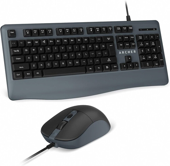  Archer Tech Lab ACE-K200 Wired Keyboard and Mouse Combo 104 Keys, 1200 DPI Mouse, 125Hz Polling Rate,3-Button Design, 3 Million Lifespan, Windows Compatibility, Multimedia Keys & Membrane Switches 