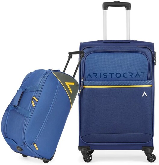 ARISTOCRAT Soft Body Set of 2 Luggage 4 Wheels - BREZZA LARGE BLUE+DREAM NXT DFT 65 BLUE - Blue