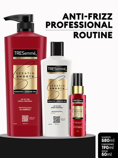 Buy TRESemme Set Of 3 Keratin & Argan Oil Shampoo 580ml + Conditioner 190ml + Serum 50ml - Hair Care Combo for Unisex 36714783 | Myntra