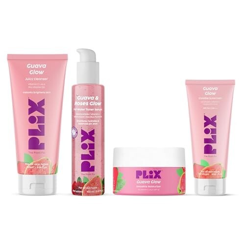 The Plant Fix Plix Guava & Roses Regime for Bright Skin & Balanced Skin pH Pack of 4
