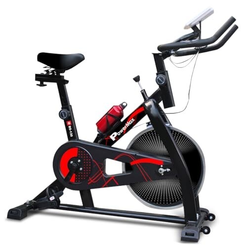 PowerMax Fitness BS-130 Spin Exercise Bike - Weight 130kg (Black)